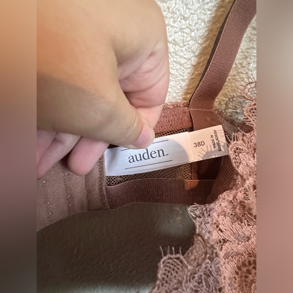 Auden Women’s Unlined Lace Balconette Coverage Underwire Bra Mauve Size 38D NWT - Picture 2 of 3